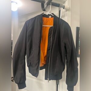 H&M Black Bomber Jacket with Orange Interior